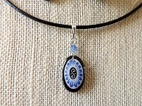 Blue Oval Earrings and Matching Necklace Pysanky Jewelry by So Jeo